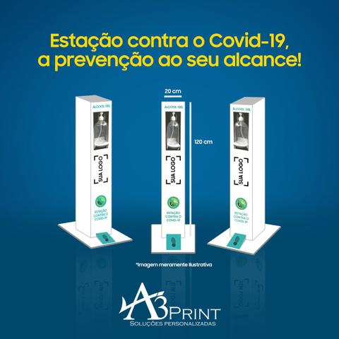 Totem para álcool gel com acionamento pelo pé