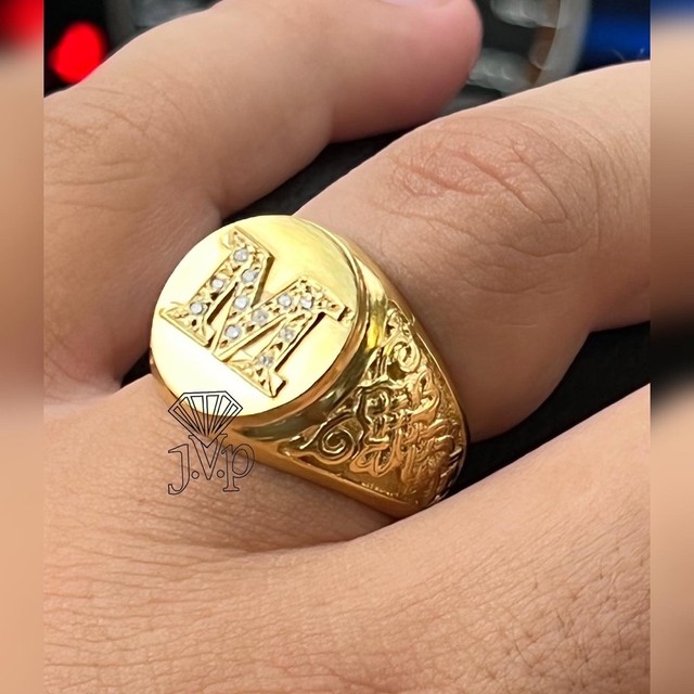 Anel com letras e pedras  - Foto 4