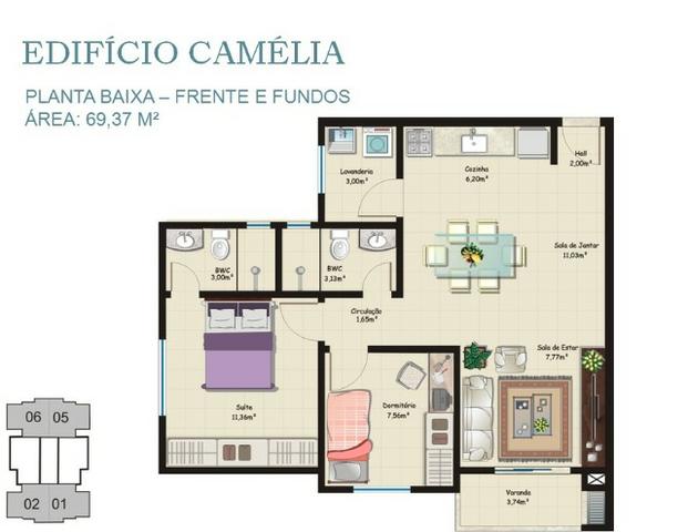 Apartamento - 2 dormitórios (1 suite) - 69m² priv. - Floresta - Foto 16