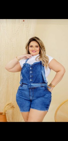 Macaquinho Plus size jeans lycra vestido conjunto biquini