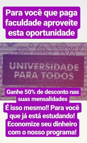 Desconto na mensalidade da sua faculdade