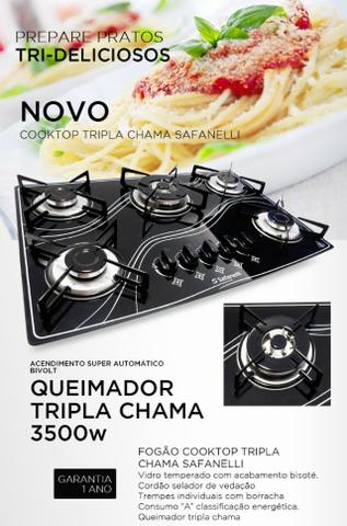 Cooktop 5 Bocas Safanelli Tripla chama Preto a Gás GLP - Foto 2