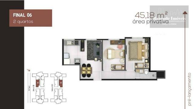F-AP1135 Apartamento com 2 dormitórios à venda, 45 m² por R$ 146.900-Weissópolis - Pinhais - Foto 4