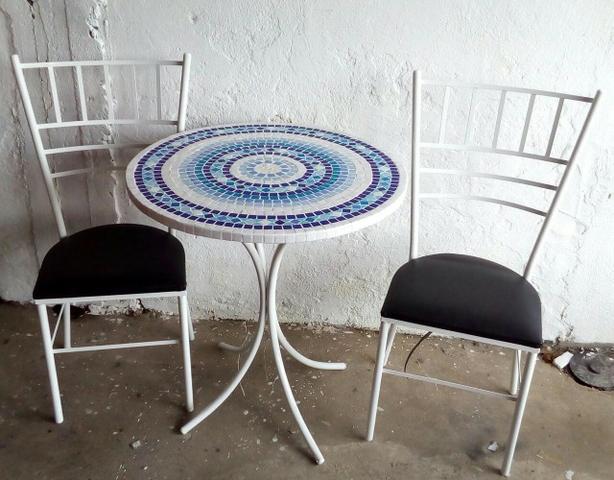 Conjunto mesa mosaico madeira com mosaico - Foto 4