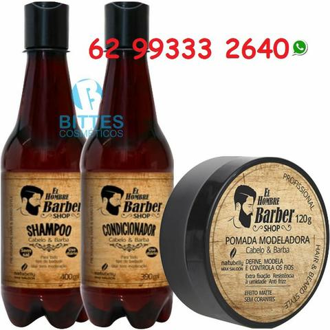 El Hombre Barba Cabelo e Bigode Shampoo Condicionador Pomada Modeladora Natubelly