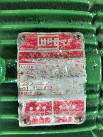 Vendo motor weg 7/5 cv trifásico 1700 RPM contato * - Foto 4