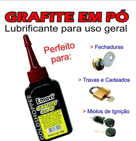 Grafite Em Pó 25g Emavi Vidro Carro Cadeados Fechaduras e etc...