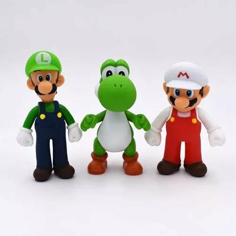 3 Bonecos Super Mario Bros Yoshi, Luigi, Mario Grandes 13cm - Foto 5
