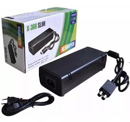Fonte Xbox Slim 360 Bivolt 135w 110v 220v Cabo De Força 2p