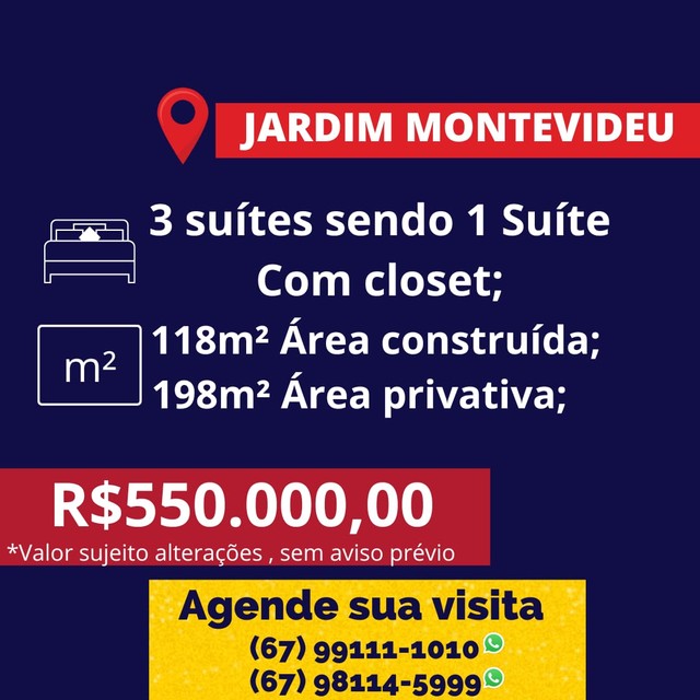 Casa para venda possui 118m² com 3 Suítes sendo 1 closet em Jardim Montevidéu - Campo Gran - Foto 11