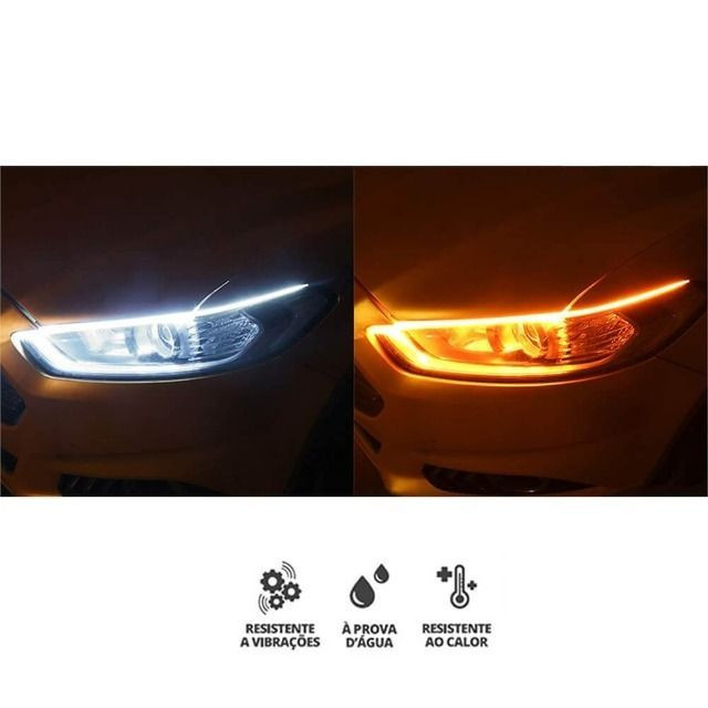 Fita Led Drl Dual Color Universal Pisca Para Farol - 45cm - Foto 2