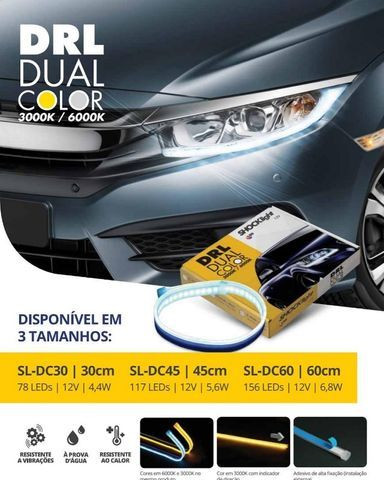 Fita Led Drl Dual Color Universal Pisca Para Farol - 45cm