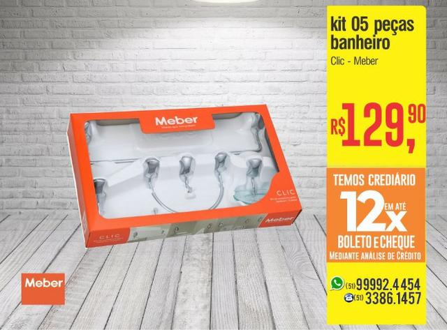 Kit acessórios Clic Cromado - 5 peças - Meber
