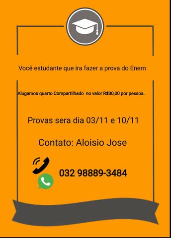 Quarto Compartilhado para estudante que fará a prova do Enem