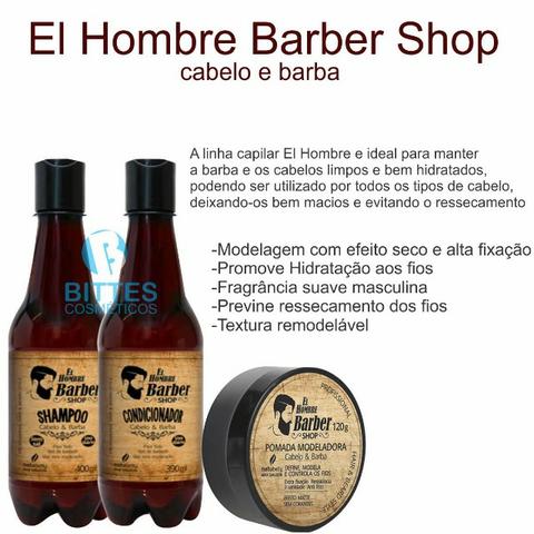 El Hombre Barba Cabelo e Bigode Shampoo Condicionador Pomada Modeladora Natubelly - Foto 3