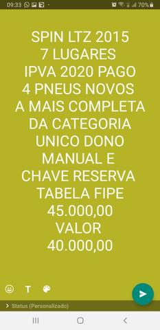 Spin LTZ 2015 7 lugares IPVA pago 2020