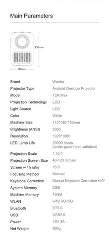 Projetor smart wambo t2RMax