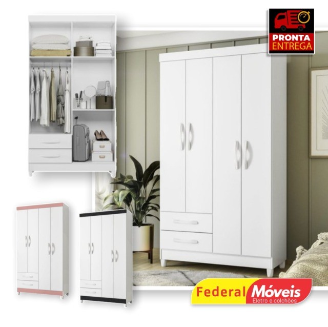 Guarda Roupas Ambar 4 Portas 2G Quadriflex - Fazemos entrega - Promoção