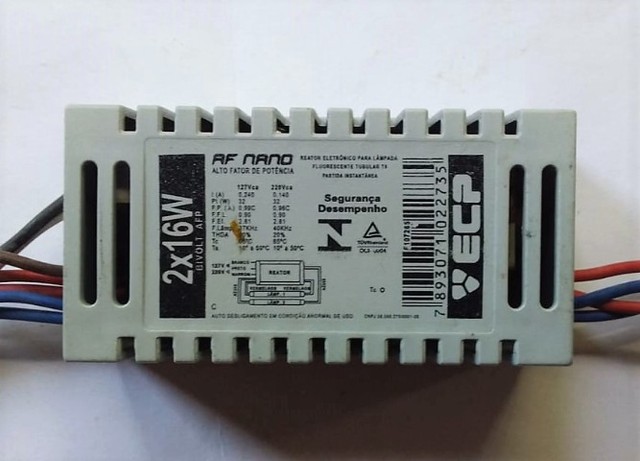 Reator Eletrônico Lâmpada Fluorescente 2X16W ECP