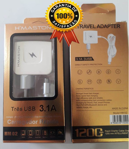 Carregador Turbo 3.1 V8 Três Usb Original