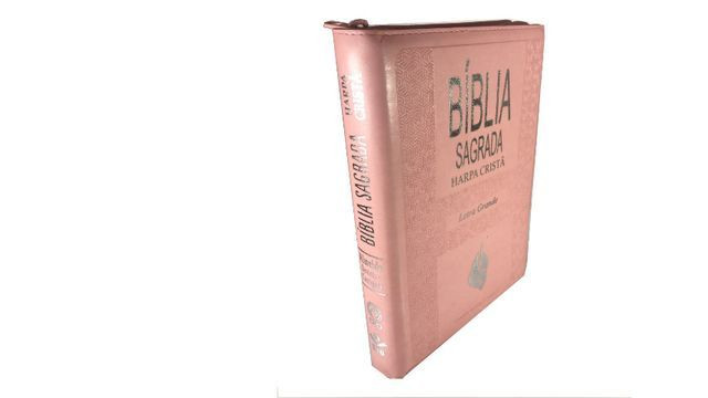 Bíblia Feminina Mulher Com Harpa Crista Letra Grande Ziper