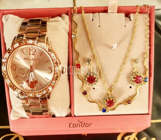 Kit relógio resistente a água + colar e brincos e pulseira de brinde  - Foto 5