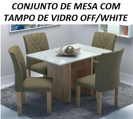 Belissimo Conjunto de Mesa Com Tampo de Vidro Off/White(Nova)Com Otimo Preço Apenas 1390,0
