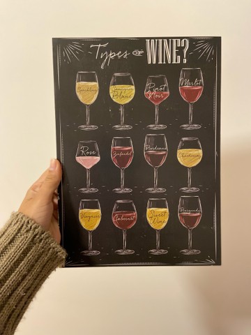 Quadro tipos de vinho mdf com fita 3M para parede