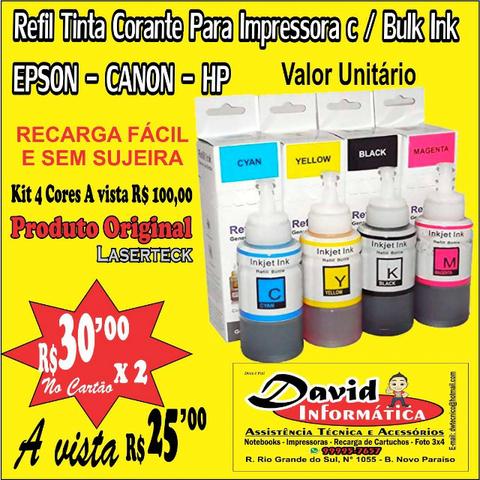 Tinta Corante para Impressora com Bulk Ink / Epson / Canon / HP - Qualidade Fotográfica