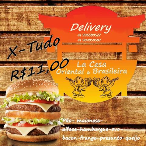 Lanche na caixa com porções