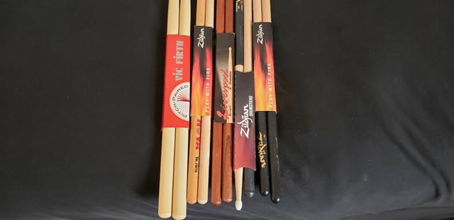 5 pares de baquetas + porta baquetas importadas - Foto 2