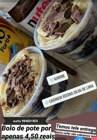 Bolos de pote de qualidade temos tele entrega cada unidade á 4,50