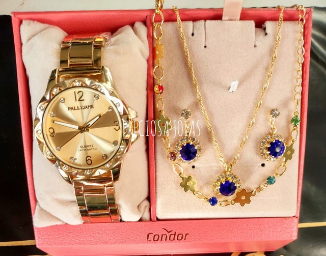 Kit relógio resistente a água + colar e brincos e pulseira de brinde  - Foto 3