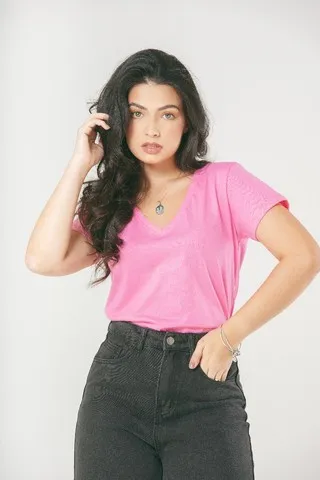 Camisas Gola V Femininas