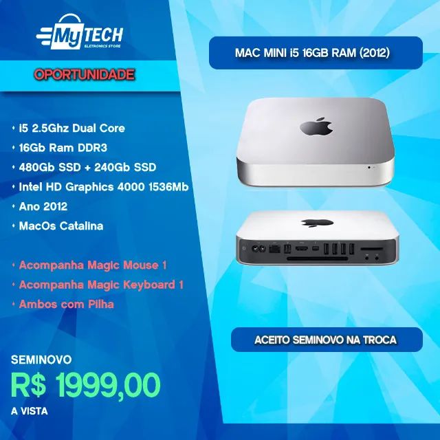 Mac Mini 16Gb Ram 480Gb + 240 SSD Ano 2012 + Magic Key + Magic