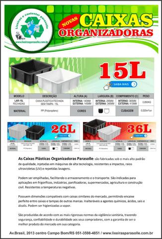 Caixas plástica organizadora 15lts na cor preta - Foto 3