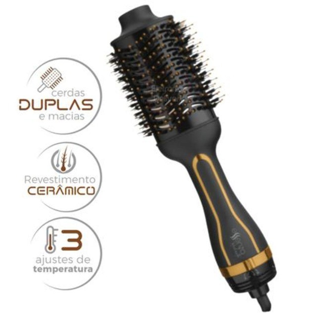 Escova Secadora Oval Essenza Preto e Dourada  **NOVA**