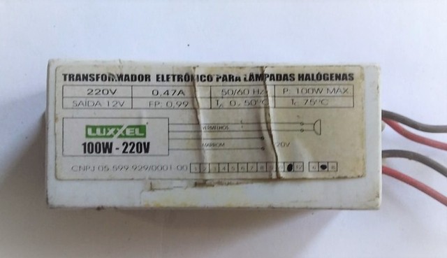 Transformador Eletrônico Lâmpada Halógena 100W 220V Luxxel