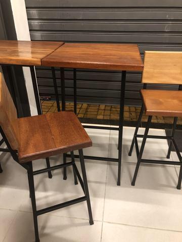 Mesa e bancos de aço e madeira de 4cm - Foto 4