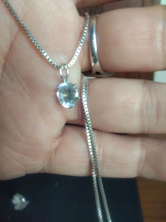 Corrente em prata com ponto de luz zircônia. - Foto 2