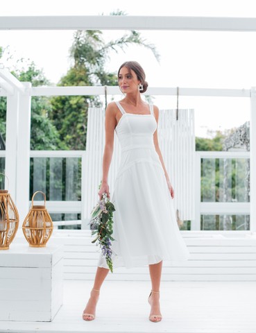 Vestido Branco Midi - Miniwedding Casamento Civil