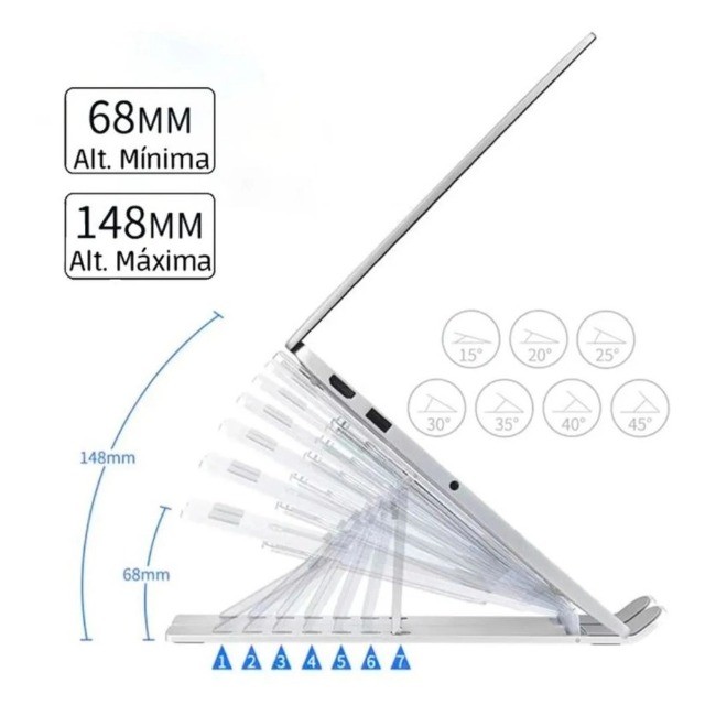 Suporte Dobrável E Portátil Slim Para Notebooks , MacBook, iPad E Tablet - Foto 5