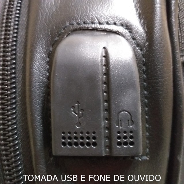 Mochila Couro Grande Executiva Com Entrada Usb E Fone De Ouvido - Foto 2