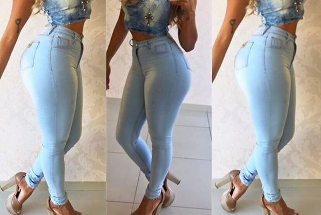 imagens de calças jeans femininas cintura alta