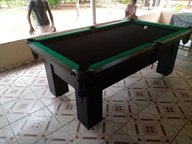 Mesa Charme Pgto na Entrega Cor Preta Tecido Preto e Borda Verde FETM9801