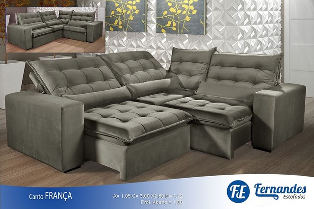 Sala sofá canto retrátil e reclinável  - Foto 3