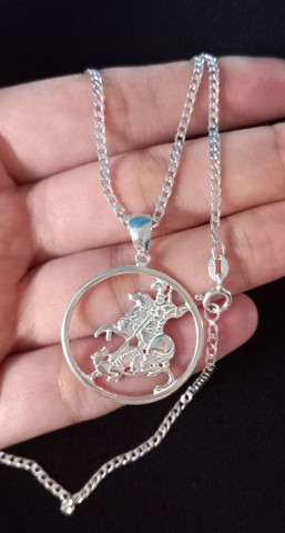 Conjunto Sao Jorge de prata 925 (NOVO) - Foto 2