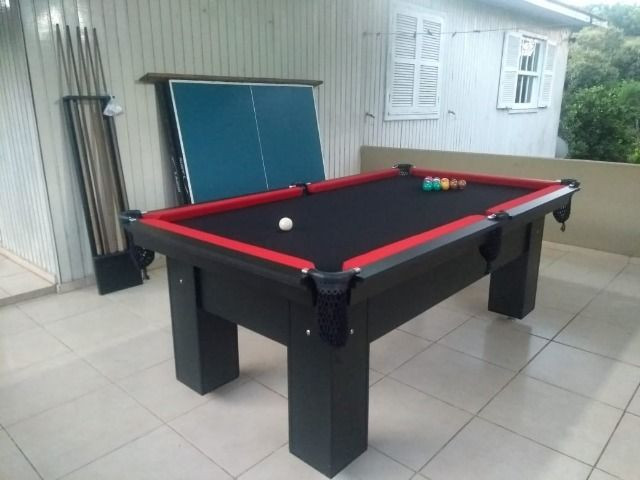 Mesa Charme Carlin Cor Preta Tecido Preto e Borda Vermelho Mod. RVBV4637 - Foto 2