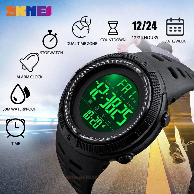 RELÓGIOS DIGITAL LED SKMEI ESPORTE PRETO - Foto 3
