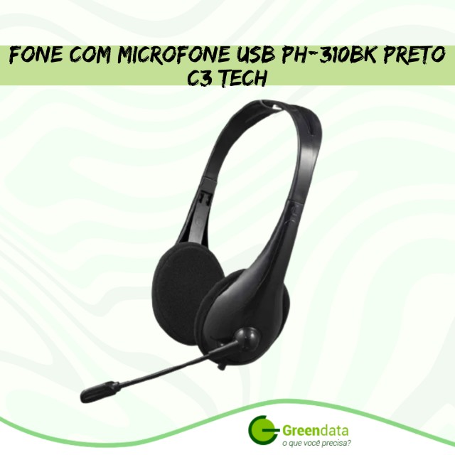 fone de ouvido headset com microfone usb - c3tech ph-310bk